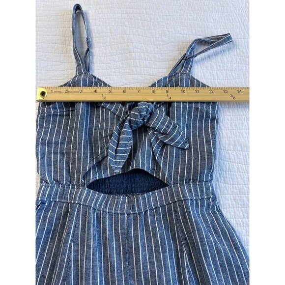 Abercrombie & Fitch Striped Jumpsuit Romper SZ S Wide Legs Linen Pockets - Picture 13 of 14